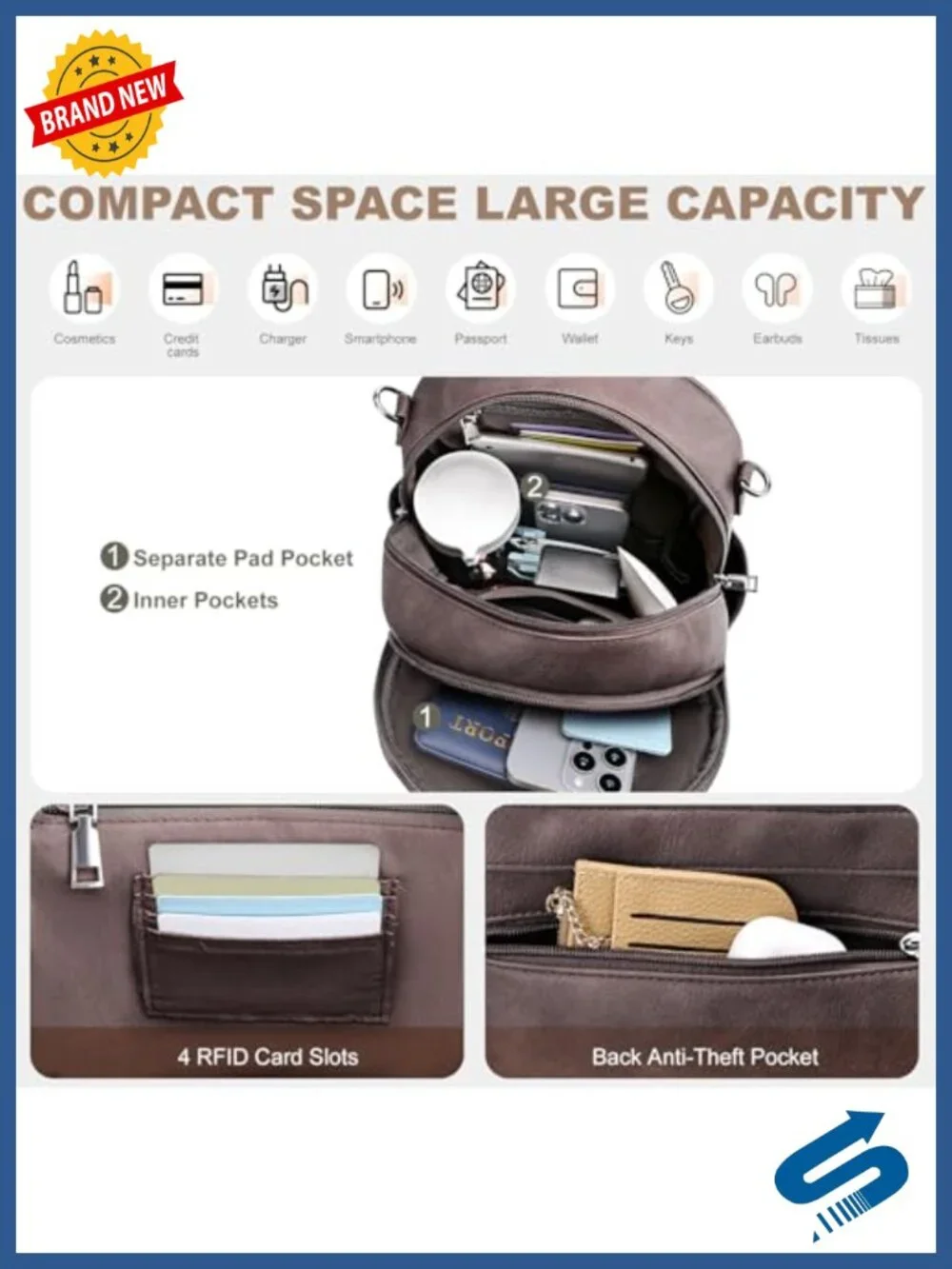 Women's Mini Backpack Purse Faux Leather Convertible Daypack RFID Tablet Sleeve